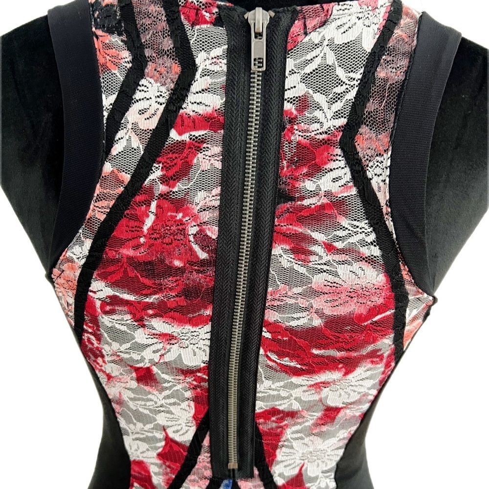 Material Girl- Black Sleeveless Dress with Lace Overlay (XS) - Picture 2 of 8